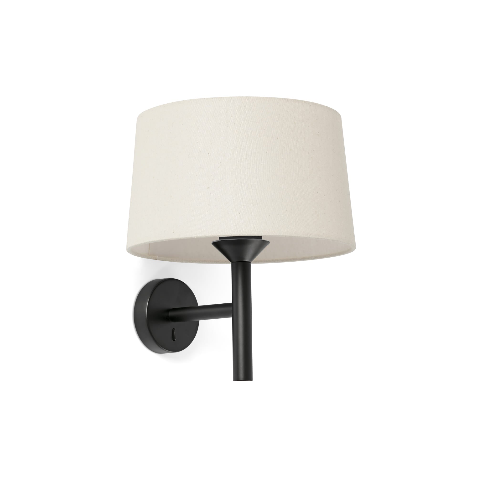 Aplique de pared Windsor negro mate y lino interior Faro 20221-150, luminaria de superficie en acero para iluminación ambiente en pared