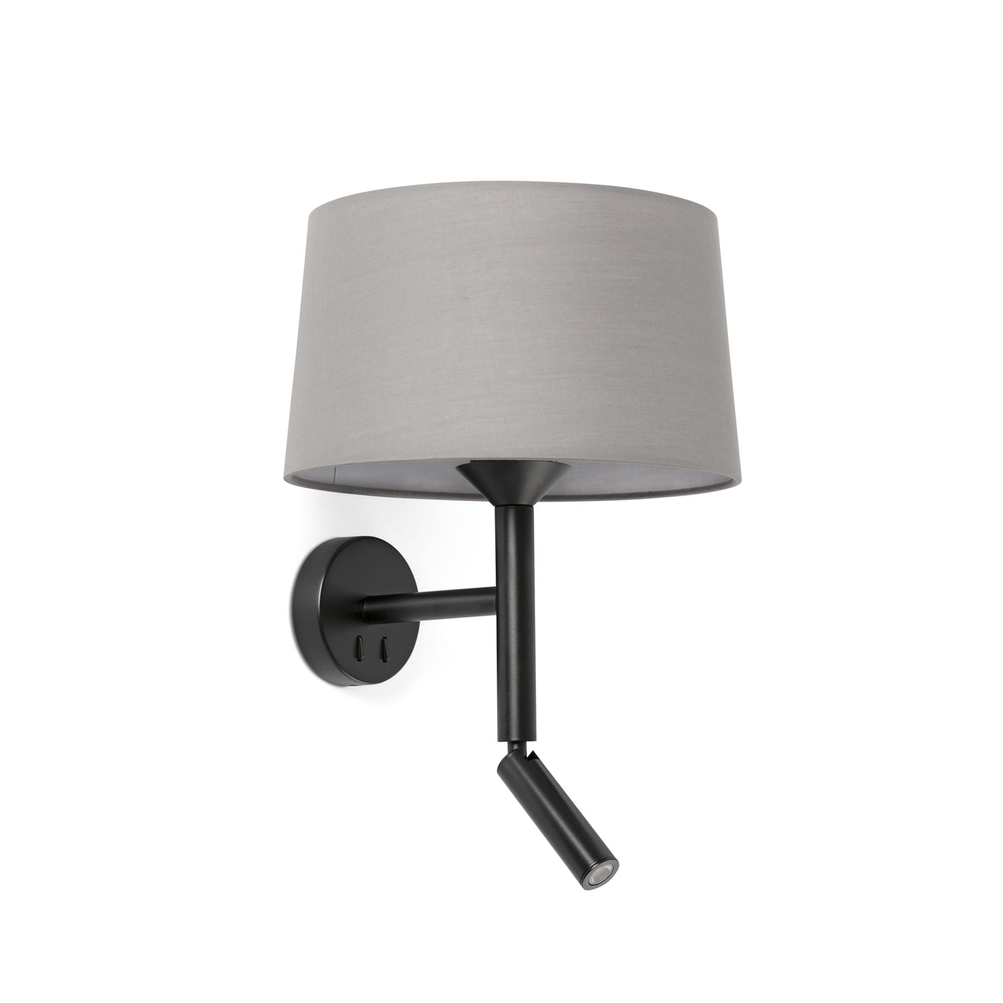 Aplique de pared Windsor con lector en negro mate y gris de FARO, modelo 20223-129, colección 2022, luminaria interior de acero texturizado para iluminación ambiente y lectura