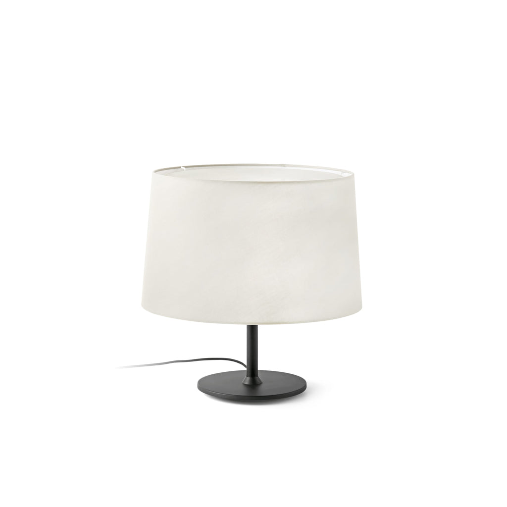 Lámpara de sobremesa Windsor negra con pantalla de lino por FARO, modelo 20225-151, iluminación ambiente interior LED E27, estilo negro mate moderno