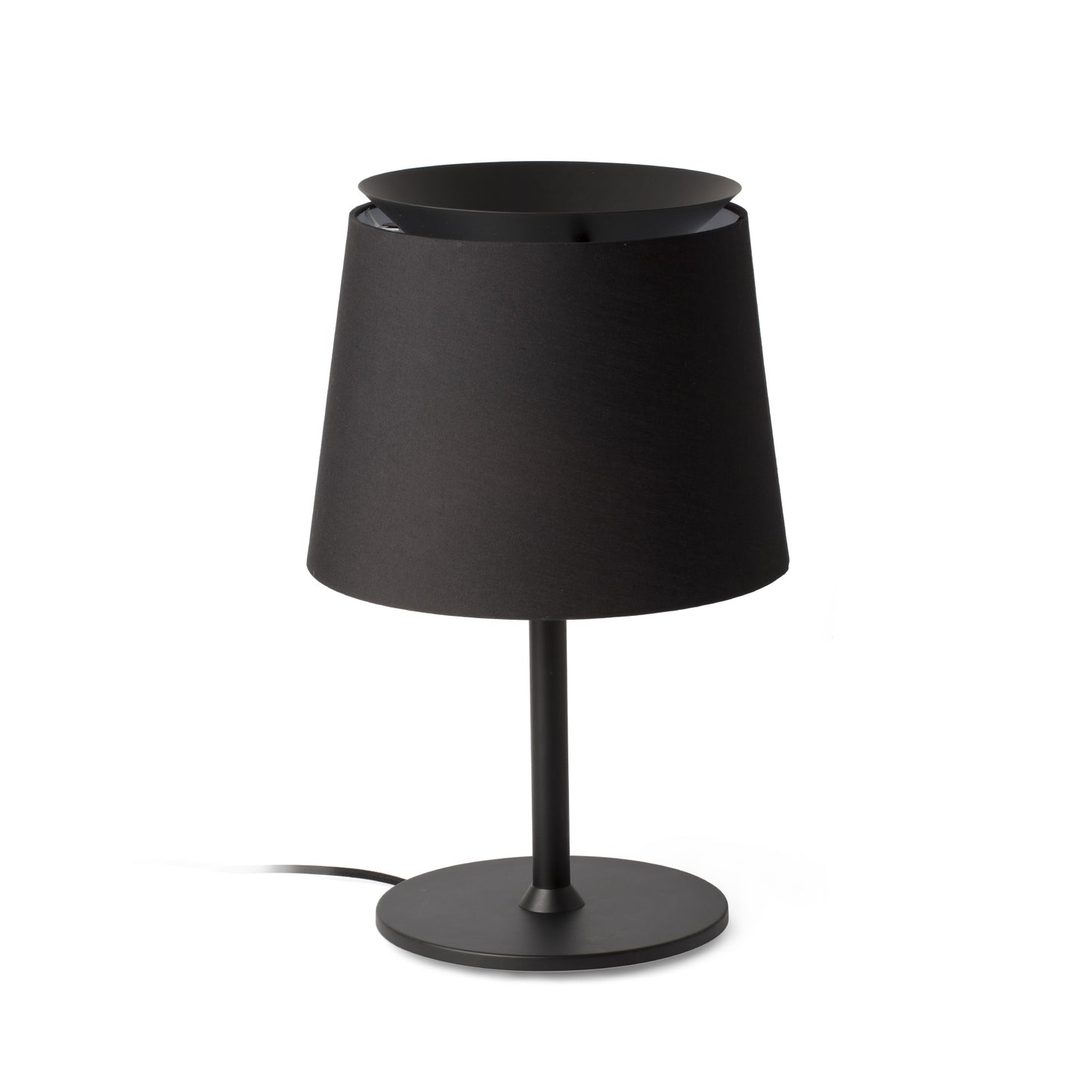 Lámpara de sobremesa Savoy negra de Faro, modelo 20305-83, diseño moderno en acero y textil para iluminación interior