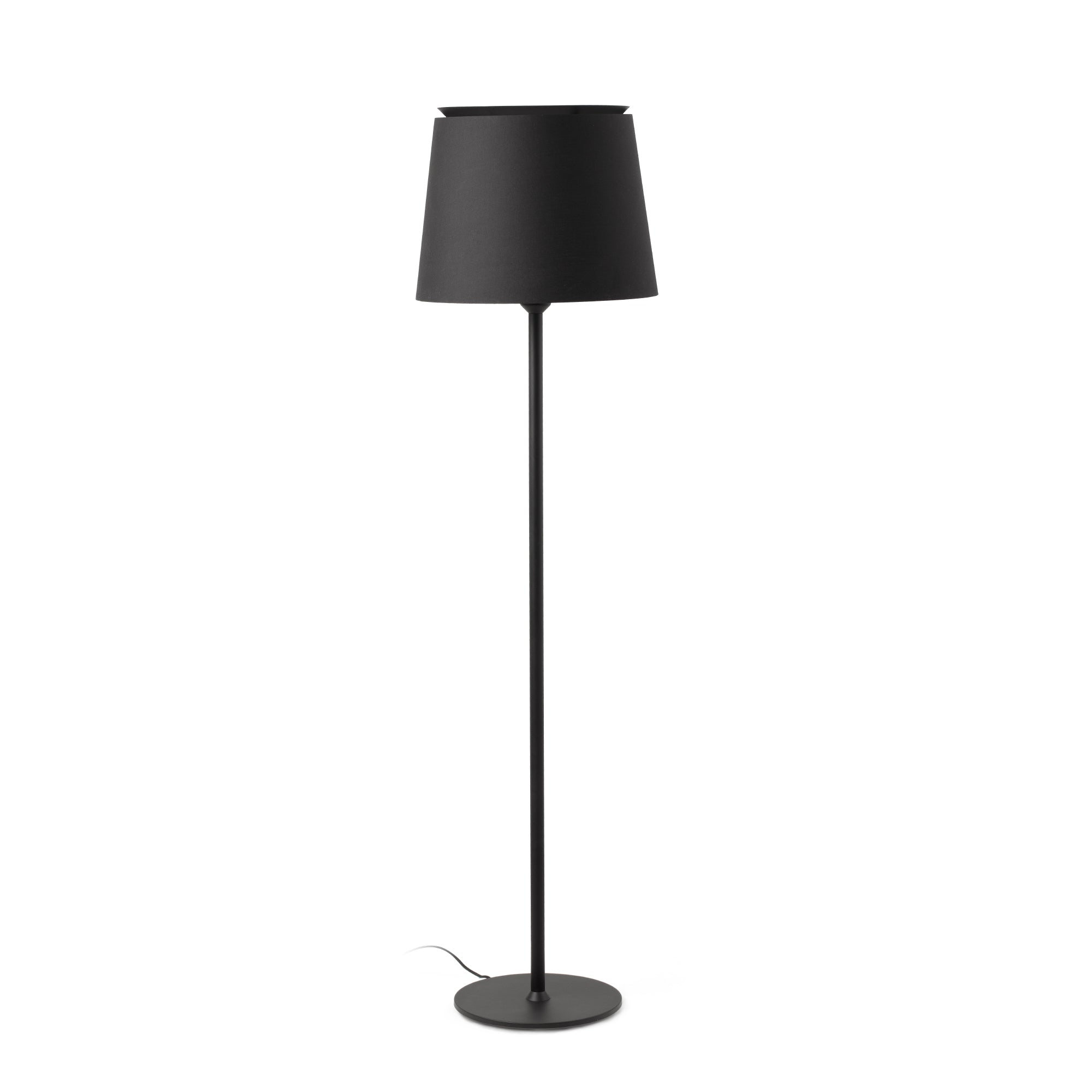 Lámpara de pie Savoy negra de Faro, diseño Isaac Piñeiro, iluminación ambiente para salón interior, acero textil, luminaria de superficie colección 2045
