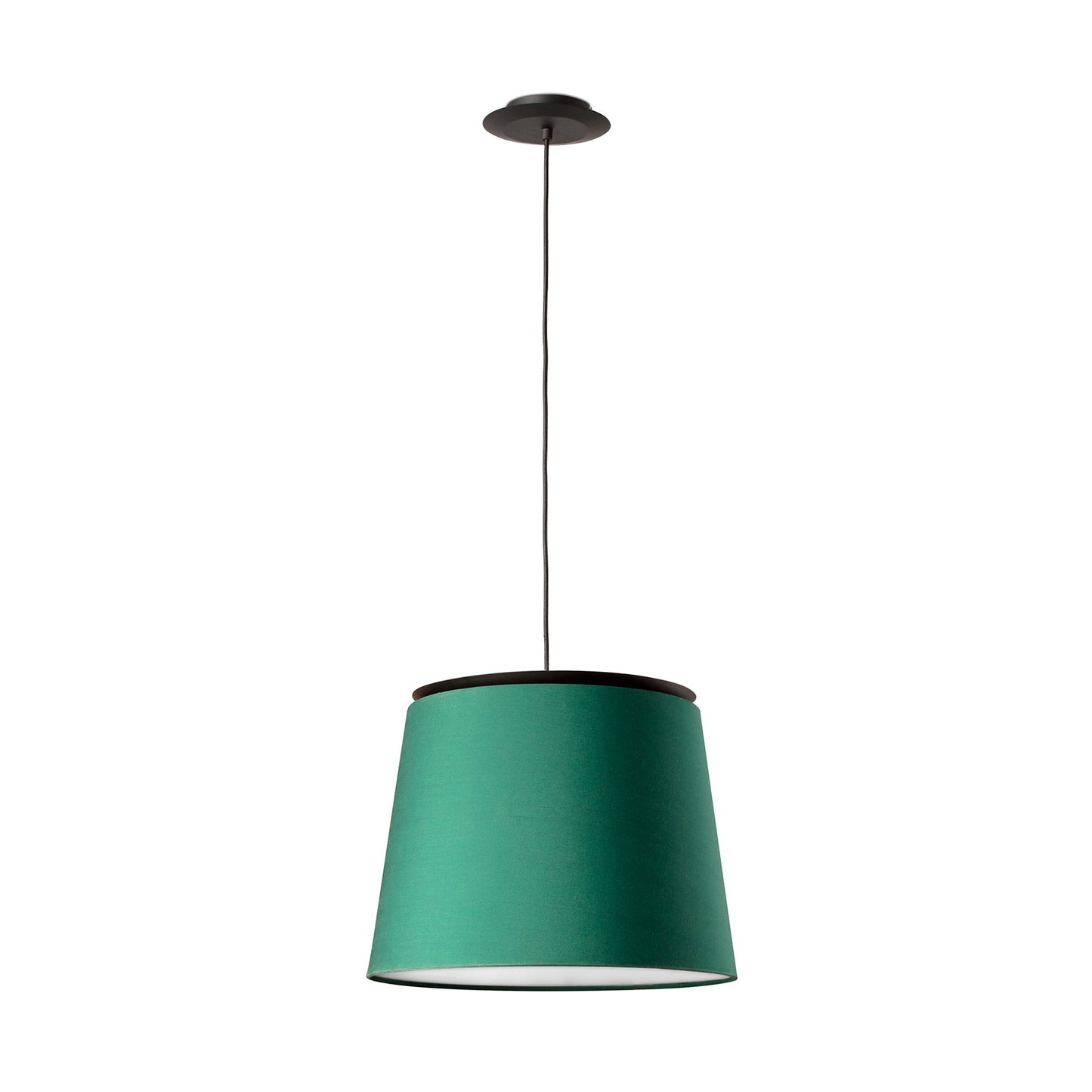 Lámpara colgante SAVOY negra y verde de FARO modelo 20309-91, diseño moderno de Isaac Piñeiro en acero y textil para iluminación interior suspension.