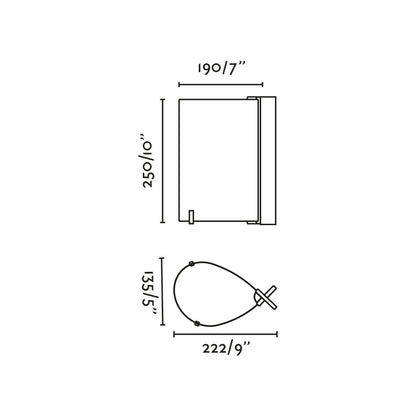 Diagrama de medidas y dimensiones de la lámpara sobremesa CATA en fresno negro de FARO modelo 20325, con detalles de altura, ancho y profundidad en madera sostenible FSC, diseño interior moderno LED luz cálida