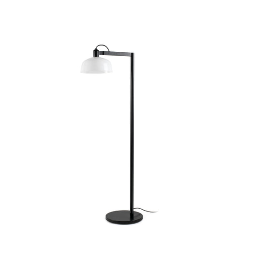 Lámpara de pie TATAWIN FARO con cristal opal blanco y estructura de acero negro satinado, diseño moderno para iluminación de salón interior, modelo 20336-119