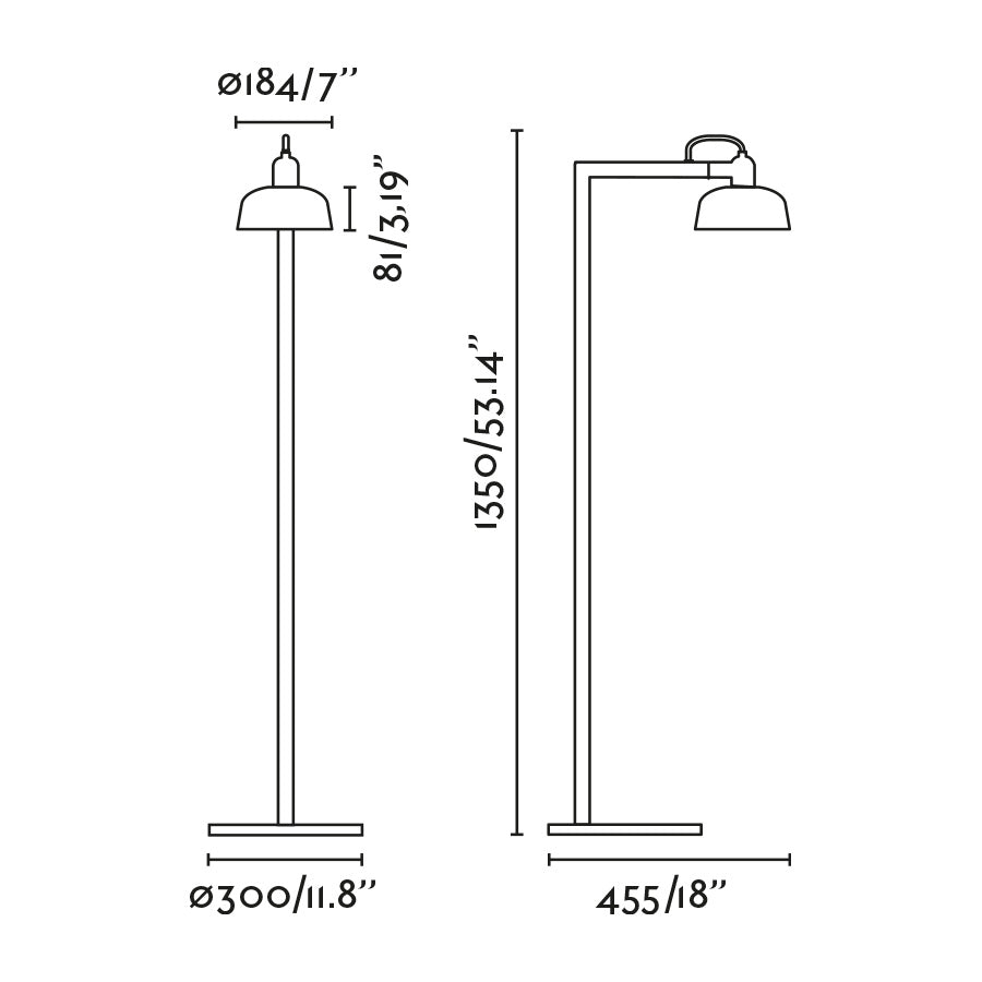 Dimensiones de la lámpara de pie TATAWIN blanca FARO modelo 20336-145, diseño clásico en acero para iluminación focal interior atemporal