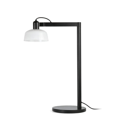 Lámpara de sobremesa TATAWIN de FARO, cristal opal blanco y negro satinado, diseño moderno con brazo giratorio e iluminación LED interior, modelo 20337-116
