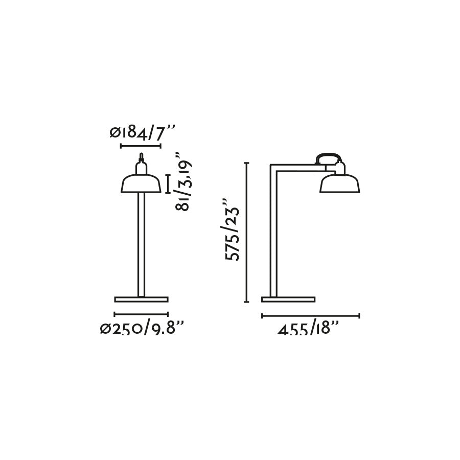 Medidas de la lámpara de sobremesa TATAWIN FARO con cristal blanco opal, base negro satinado y diseño moderno de Adolfo Abejón, modelo 20337-116, iluminación LED con brazo giratorio para luminaria interior de superficie