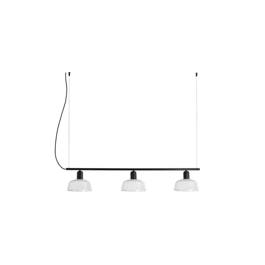 Lámpara colgante lineal TATAWIN LINEAL S de cristal blanco opalino y negro satinado, diseño moderno de Adolfo Abejón por FARO, ideal para iluminación interior en hogar u oficina