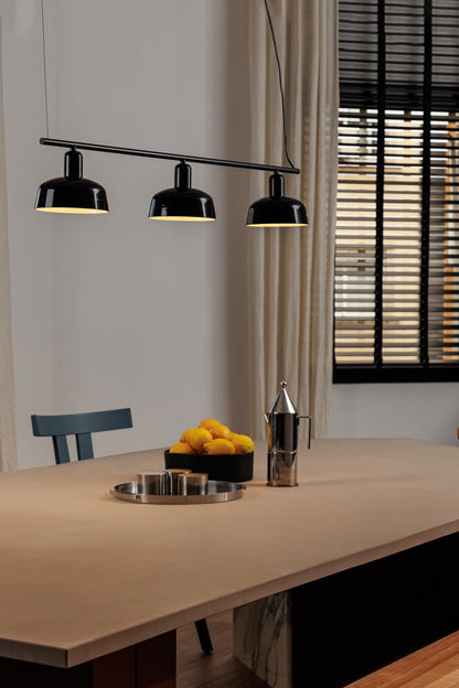 Lámpara colgante lineal TATAWIN LINEAL S en cristal negro brillante de FARO (20338-117), diseño moderno de acero y LED para iluminación decorativa en interior elegante