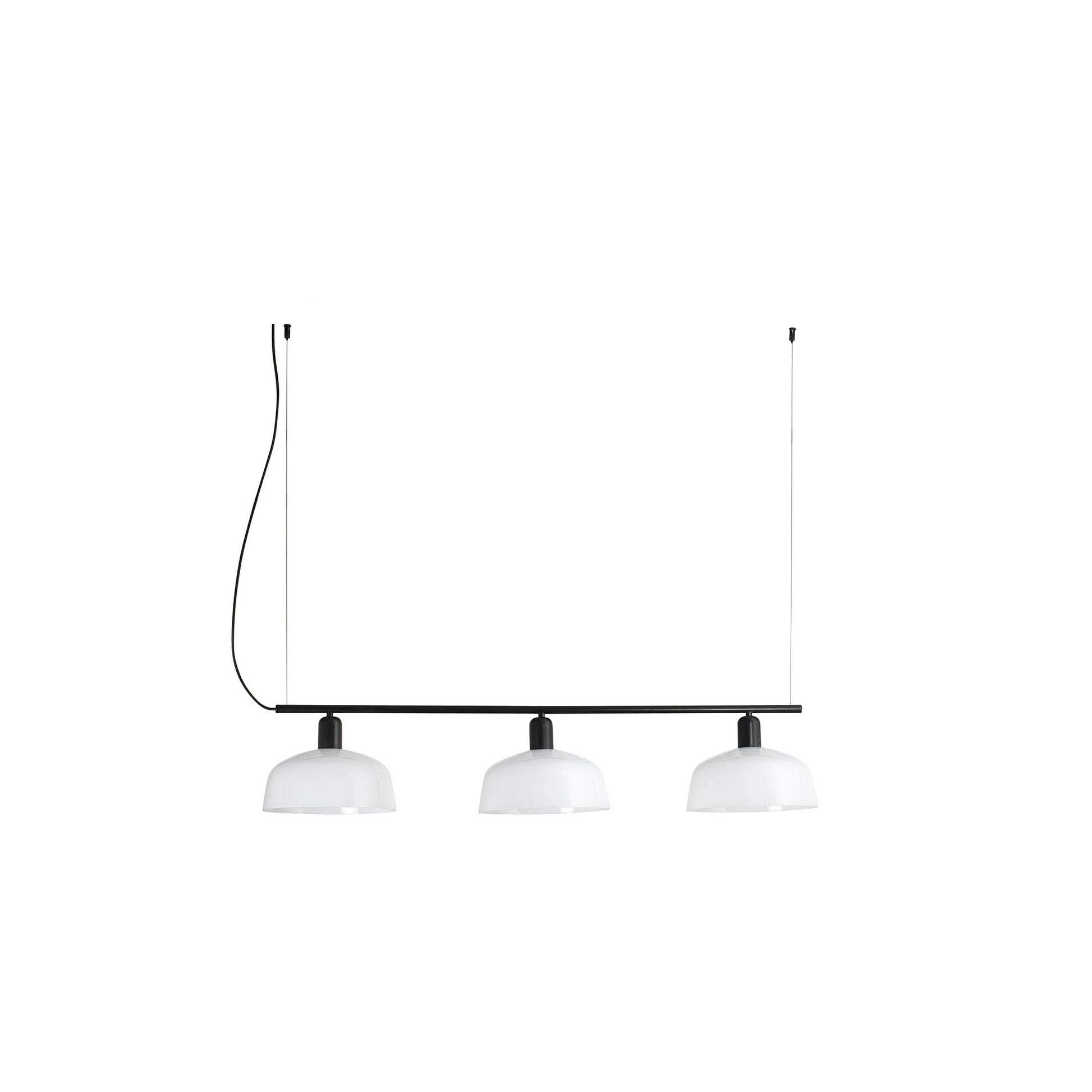 Lámpara colgante lineal TATAWIN M de FARO en cristal opal blanco y negro satinado, diseño moderno de Adolfo Abejón para comedor y sala de estar interior - modelo 20338-119