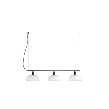Lámpara colgante lineal TATAWIN M de FARO en cristal opal blanco y negro satinado, diseño moderno de Adolfo Abejón para comedor y sala de estar interior - modelo 20338-119