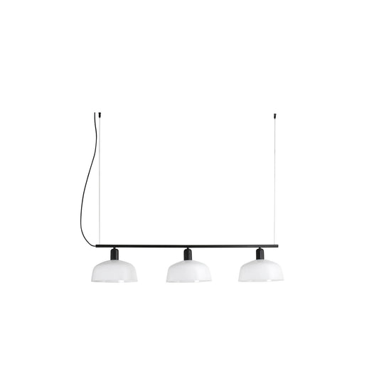 Lámpara colgante lineal TATAWIN M de FARO en cristal opal blanco y negro satinado, diseño moderno de Adolfo Abejón para comedor y sala de estar interior - modelo 20338-119