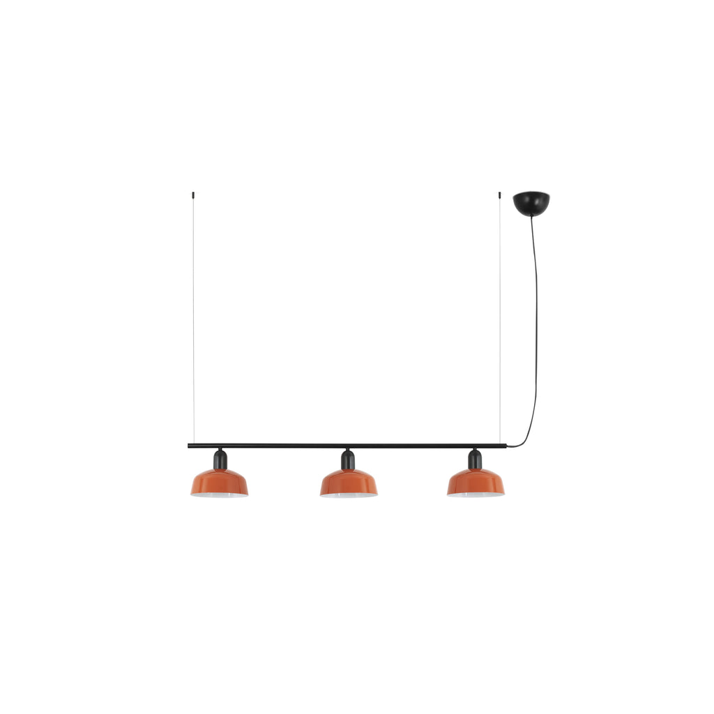 Lámpara colgante TATAWIN S de metal en naranja rojizo, 3 luces FARO colección 2047, diseño clásico interior acero, luminaria suspensión E27 LED