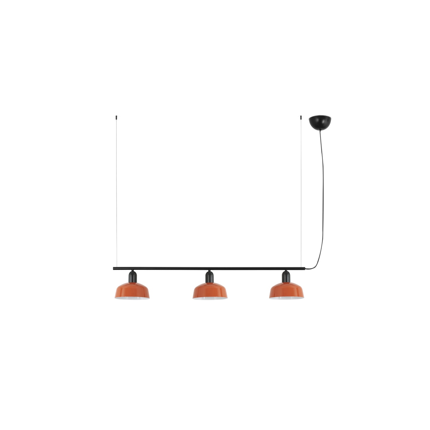 Lámpara colgante TATAWIN S de metal en naranja rojizo, 3 luces FARO colección 2047, diseño clásico interior acero, luminaria suspensión E27 LED