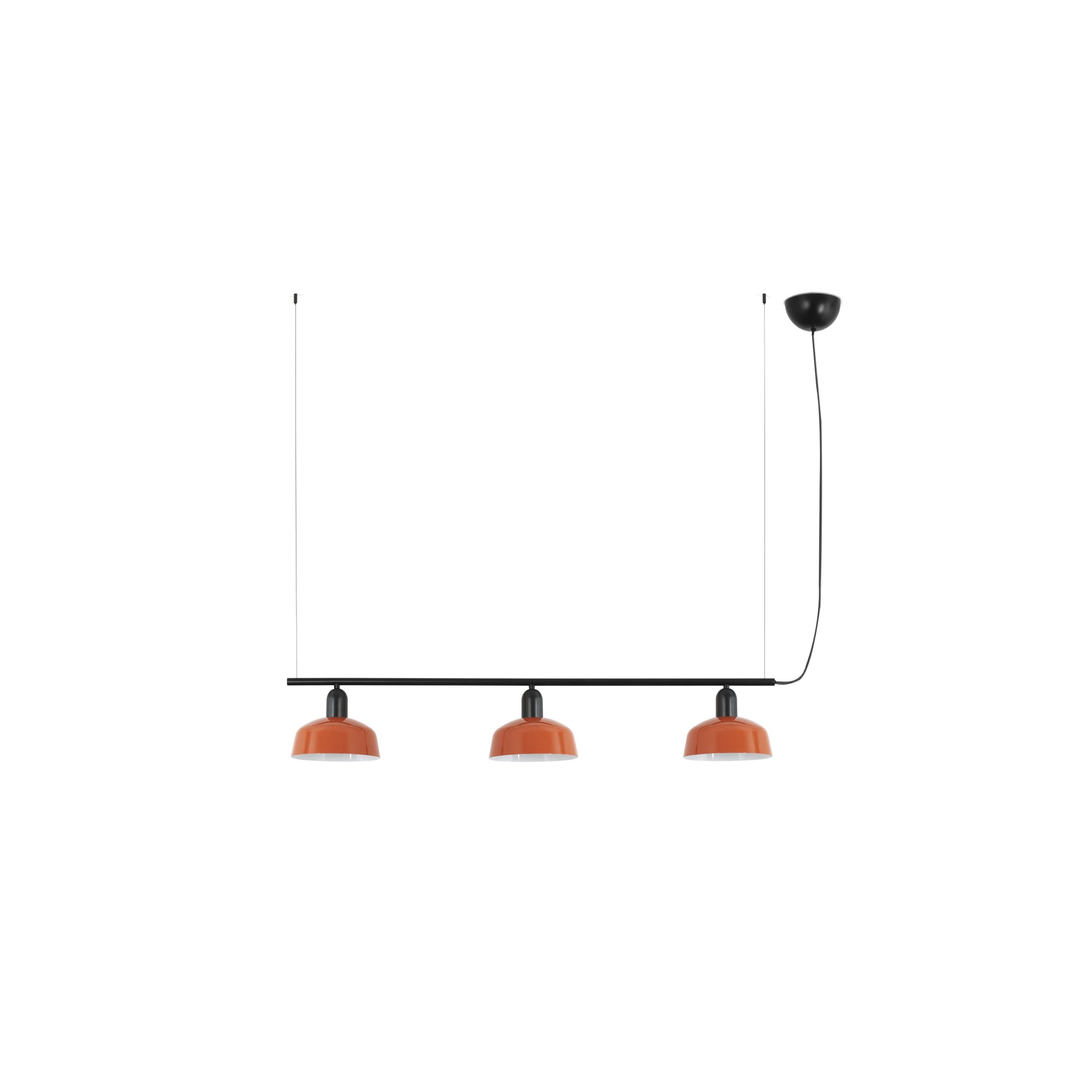 Lámpara colgante TATAWIN S de metal en naranja rojizo, 3 luces FARO colección 2047, diseño clásico interior acero, luminaria suspensión E27 LED