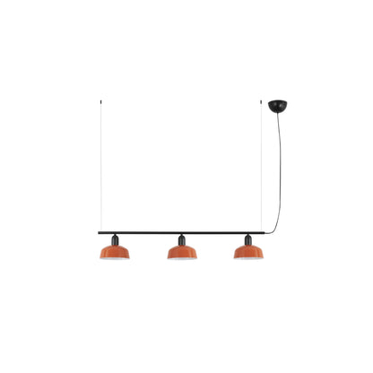Lámpara colgante TATAWIN S de metal en naranja rojizo, 3 luces FARO colección 2047, diseño clásico interior acero, luminaria suspensión E27 LED