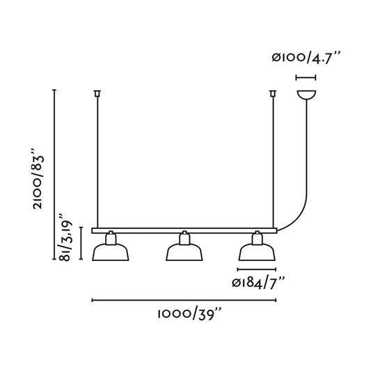 Diagrama de medidas lámpara colgante TATAWIN S metal 3L naranja rojizo FARO 20338-143, diseño clásico acero interior luminaria suspensión iluminación focal E27 LED colección 2047