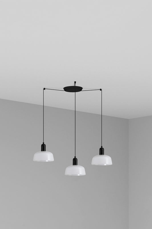 Luminaria colgante TATAWIN S 3L de cristal blanco y acero negro, diseño exótico FARO para interior, iluminación LED E27 en hogar y restauración