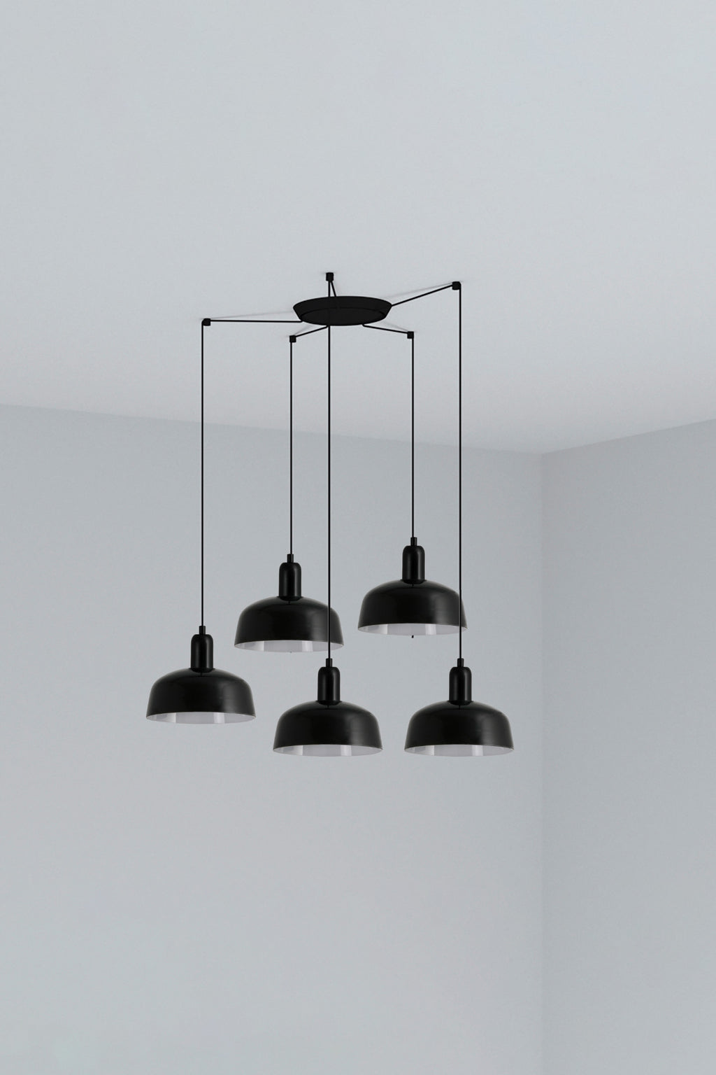 Lámpara colgante TATAWIN S 5L cristal negro FARO modelo 20340-117-5L, diseño moderno suspensión acero y cristal para hogar e interior, colección 2047