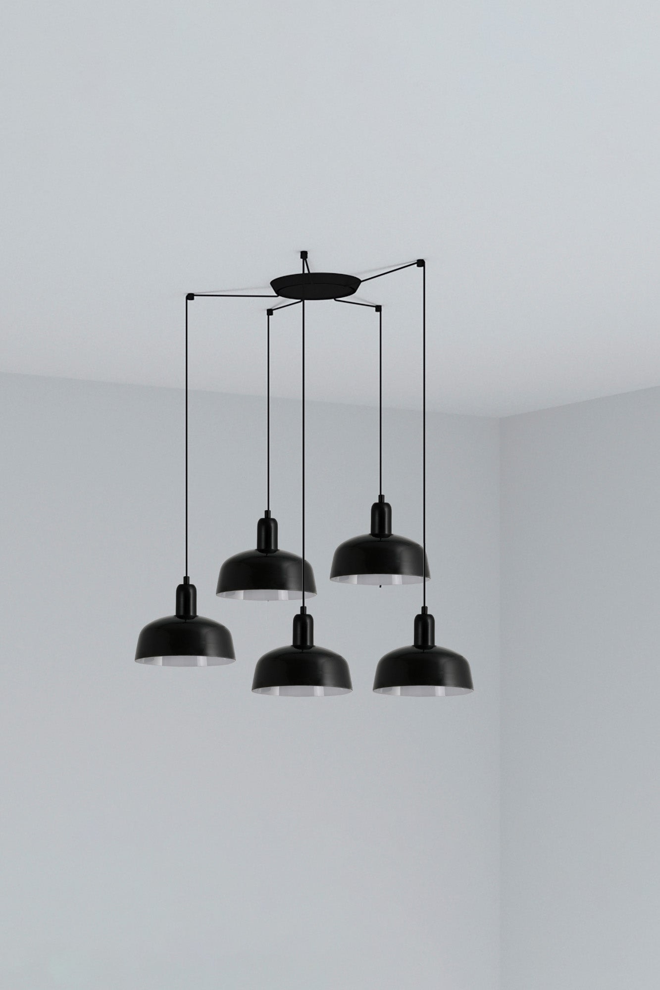 Lámpara colgante TATAWIN S 5L cristal negro FARO modelo 20340-117-5L, diseño moderno suspensión acero y cristal para hogar e interior, colección 2047