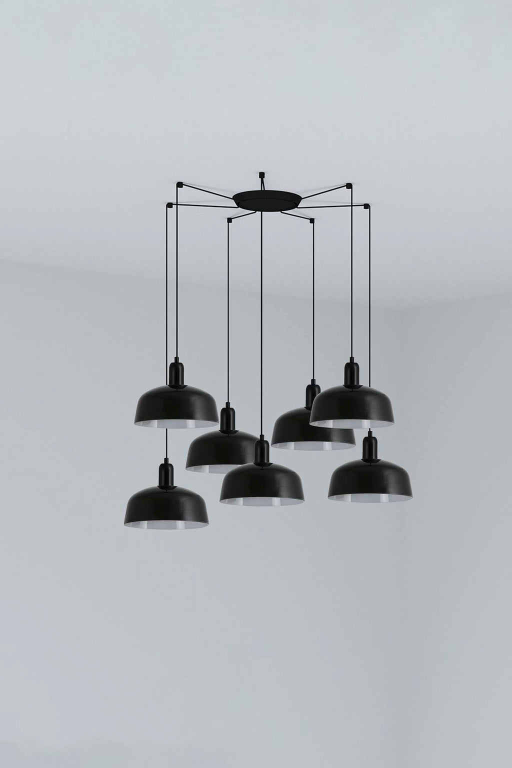 Luminaria colgante TATAWIN M 7L cristal negro FARO 20340-120-7L, diseño moderno suspensión interior LED acero cristal colección 2047 hogar negocios