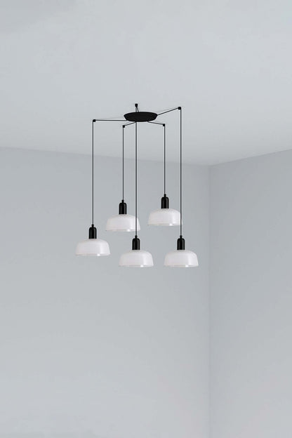 Lámpara colgante TATAWIN S de metal acero blanco con 5 luces LED, diseño clásico FARO para iluminación interior hogar, negro satinado