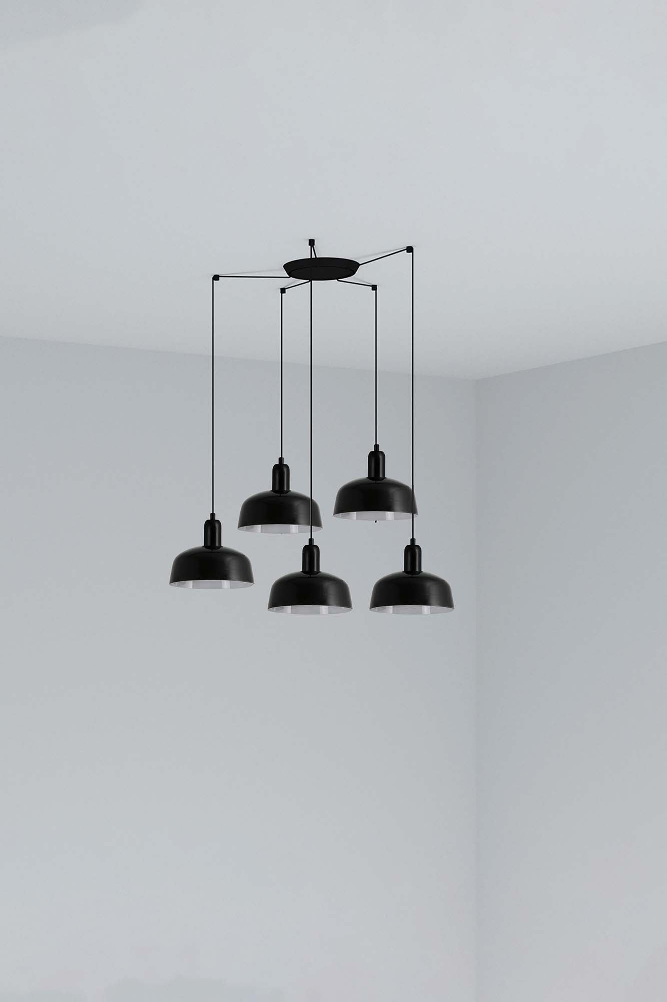 Lámpara colgante TATAWIN S metal negro 5L FARO 20340-141-5L diseño clásico acero iluminación focal interior LED E27 suspensión techo