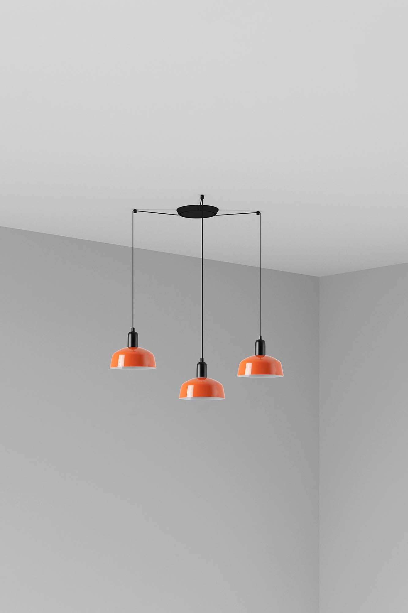 Lámpara colgante TATAWIN S de metal en naranja rojizo, 3 luces, modelo FARO 20340-143-3L para iluminación focal interior clásica en el hogar
