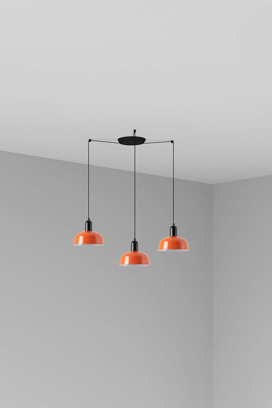 Lámpara colgante TATAWIN S de metal en naranja rojizo, 3 luces, modelo FARO 20340-143-3L para iluminación focal interior clásica en el hogar