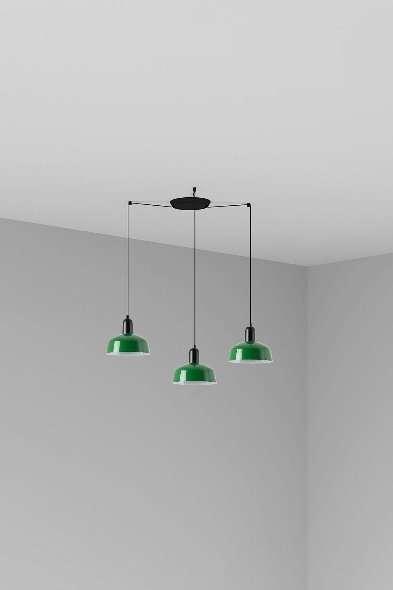 Lámpara colgante TATAWIN S de metal acero verde 3L, diseño clásico FARO para iluminación focal interior, suspensión E27 LED, modelo 20340-144-3L LUZGURU