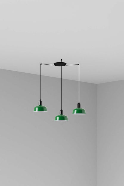 Lámpara colgante TATAWIN S de metal acero verde 3L, diseño clásico FARO para iluminación focal interior, suspensión E27 LED, modelo 20340-144-3L LUZGURU