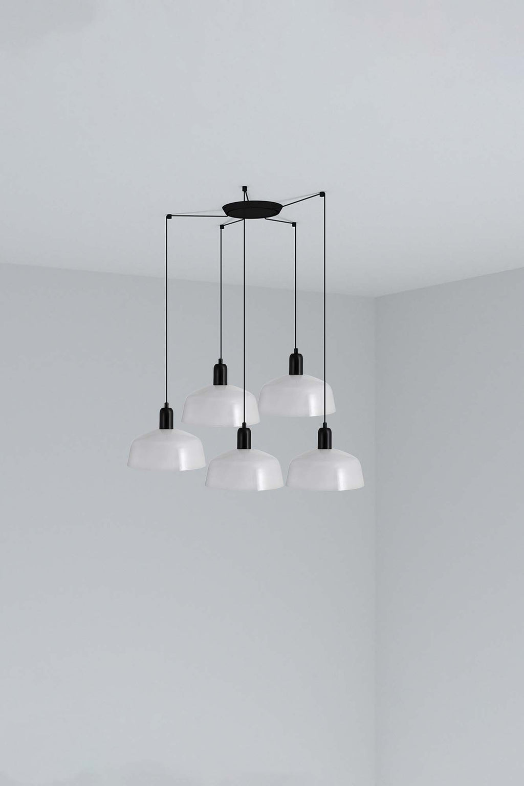 Lámpara colgante TATAWIN M metal blanca 5L FARO suspensión acero E27 LED diseño atemporal