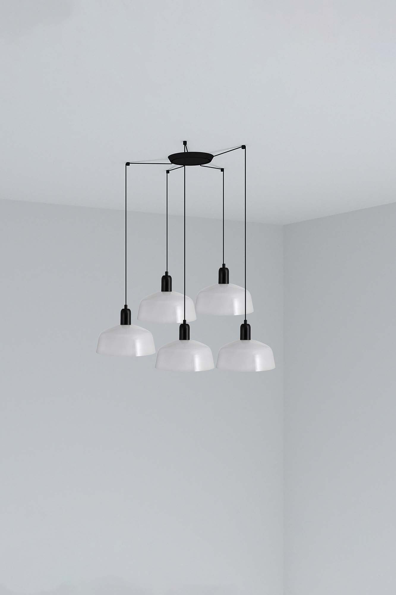 Lámpara colgante TATAWIN M metal blanca 5L FARO suspensión acero E27 LED diseño atemporal