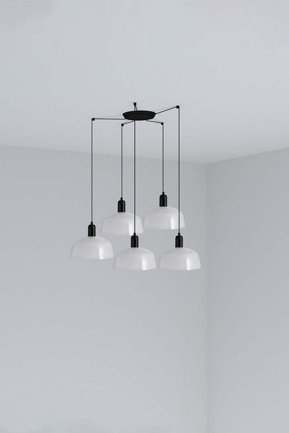 Lámpara colgante TATAWIN M metal blanca 5L FARO suspensión acero E27 LED diseño atemporal