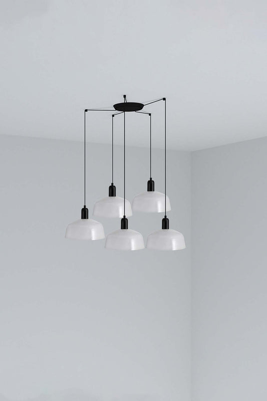 Lámpara colgante TATAWIN M metal blanca 5L FARO suspensión acero E27 LED diseño atemporal