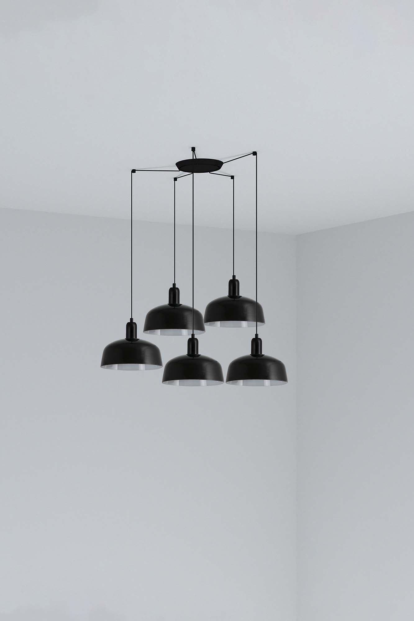 Lámpara colgante TATAWIN M negra de metal acero 5 luces E27 LED FARO diseño clásico interior techo iluminación suspensión luz focal