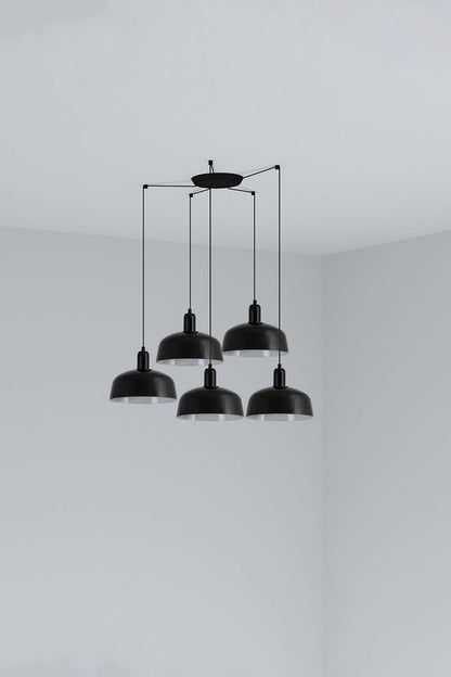 Lámpara colgante TATAWIN M negra de metal acero 5 luces E27 LED FARO diseño clásico interior techo iluminación suspensión luz focal