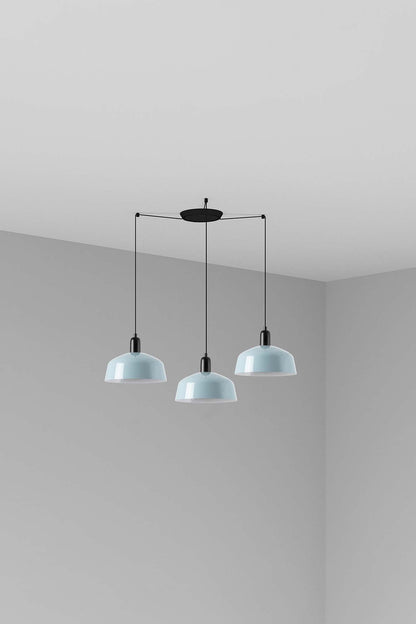 Lámpara colgante TATAWIN M de metal azul grisáceo 3L, modelo FARO 20340-147-3L, luminaria de suspensión en acero para iluminación focal interior, diseño atemporal para hogar moderno