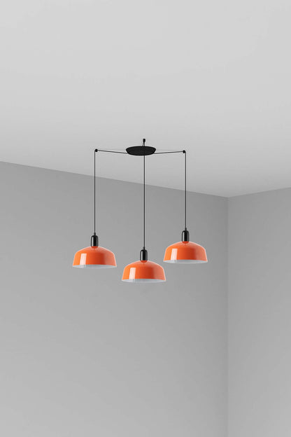 Lámpara colgante TATAWIN M de metal en naranja rojizo, modelo 3L de FARO (20340-148-3L), diseño clásico de acero con suspensión para iluminación focal interior, compatible con 3 bombillas E27 LED para hogar u oficina.