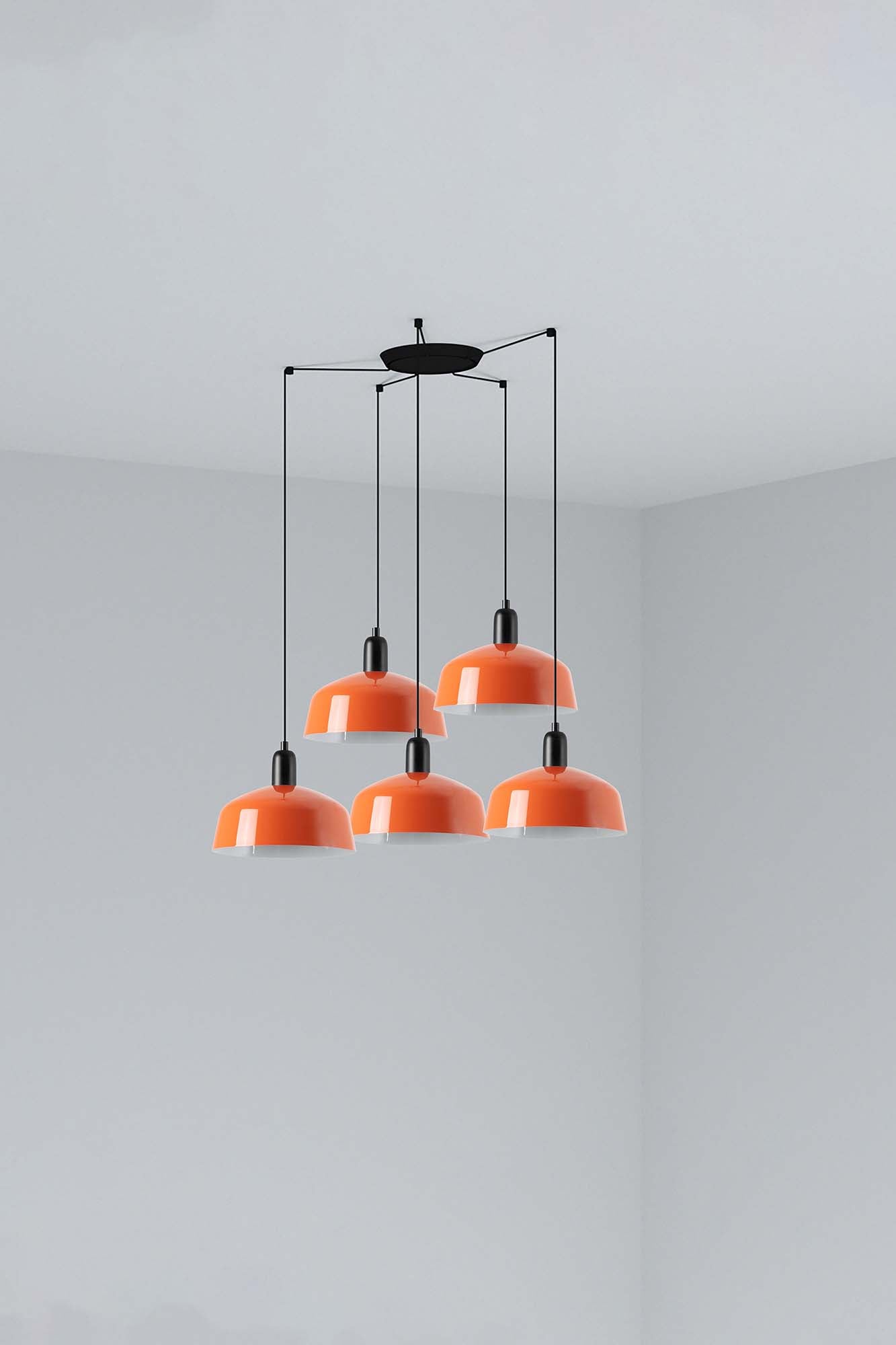 Lámpara colgante TATAWIN M metal 5L naranja rojizo FARO 20340-148-5L, diseño clásico atemporal en acero para iluminación interior del hogar.