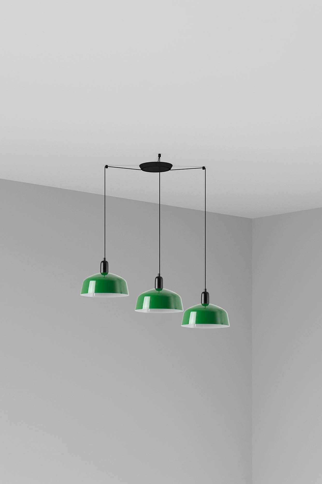 Lámpara colgante TATAWIN M metal verde 3L FARO, diseño clásico acero para interior, suspensión iluminación focal E27 LED LUZGURU