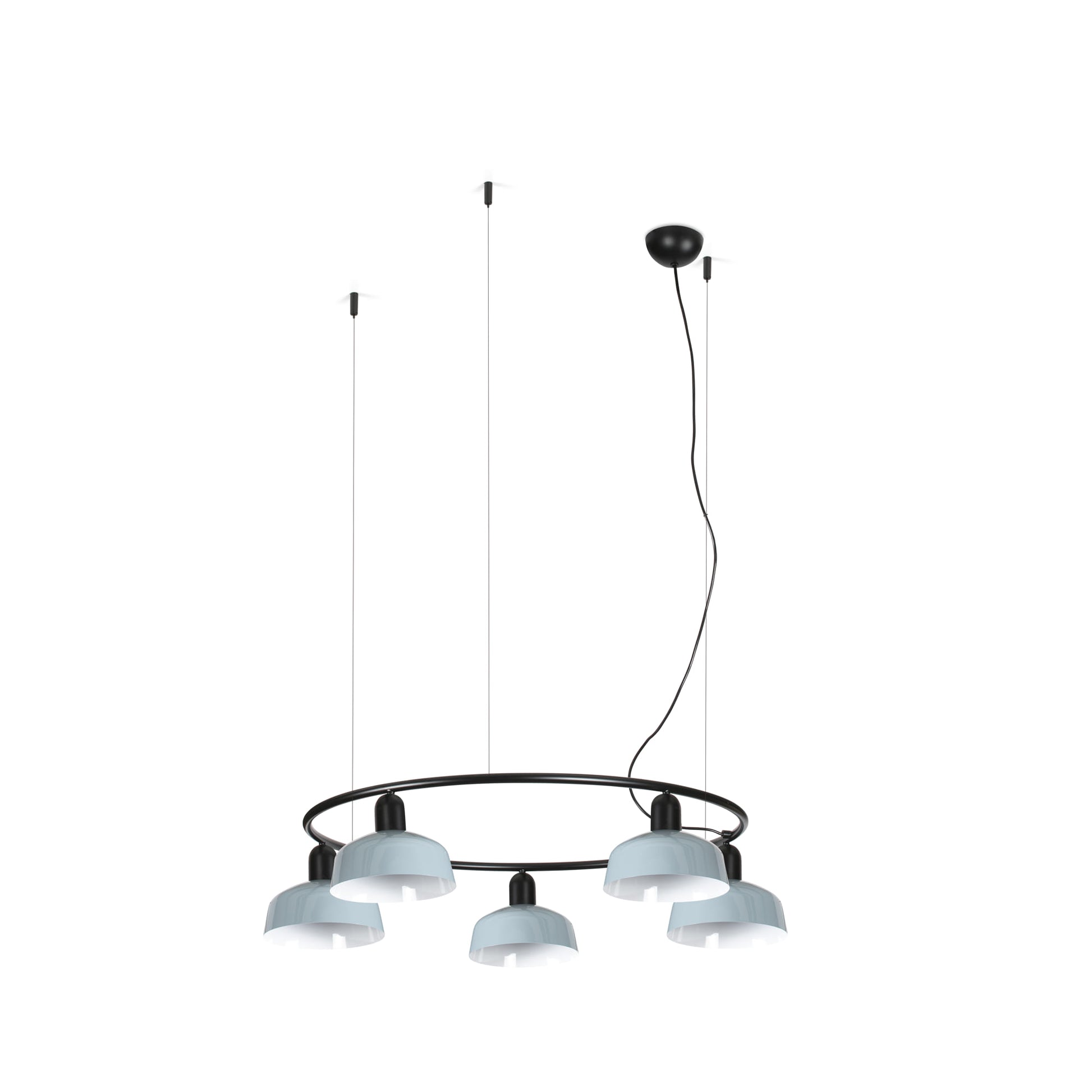 Lámpara colgante TATAWIN S metal circular blanca 5 luces FARO colección 2047 diseño clásico interior acero luminaria suspension luz focal E27 LED