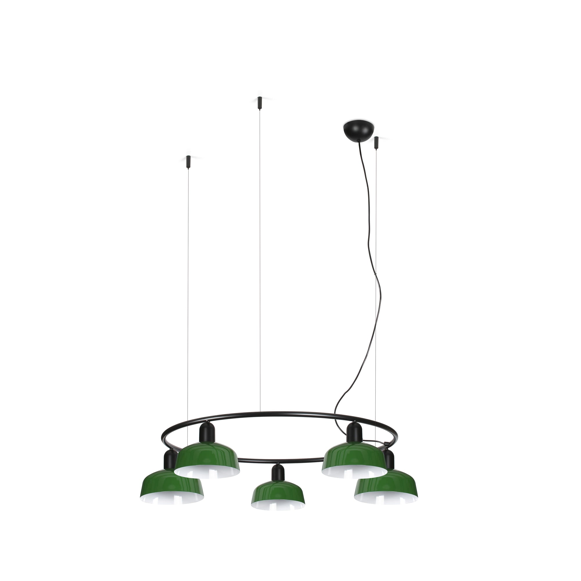 Lámpara colgante TATAWIN S metal verde 5L FARO 20343-144-5L, diseño clásico interior acero, iluminación suspension LED E27 focal LUZGURU