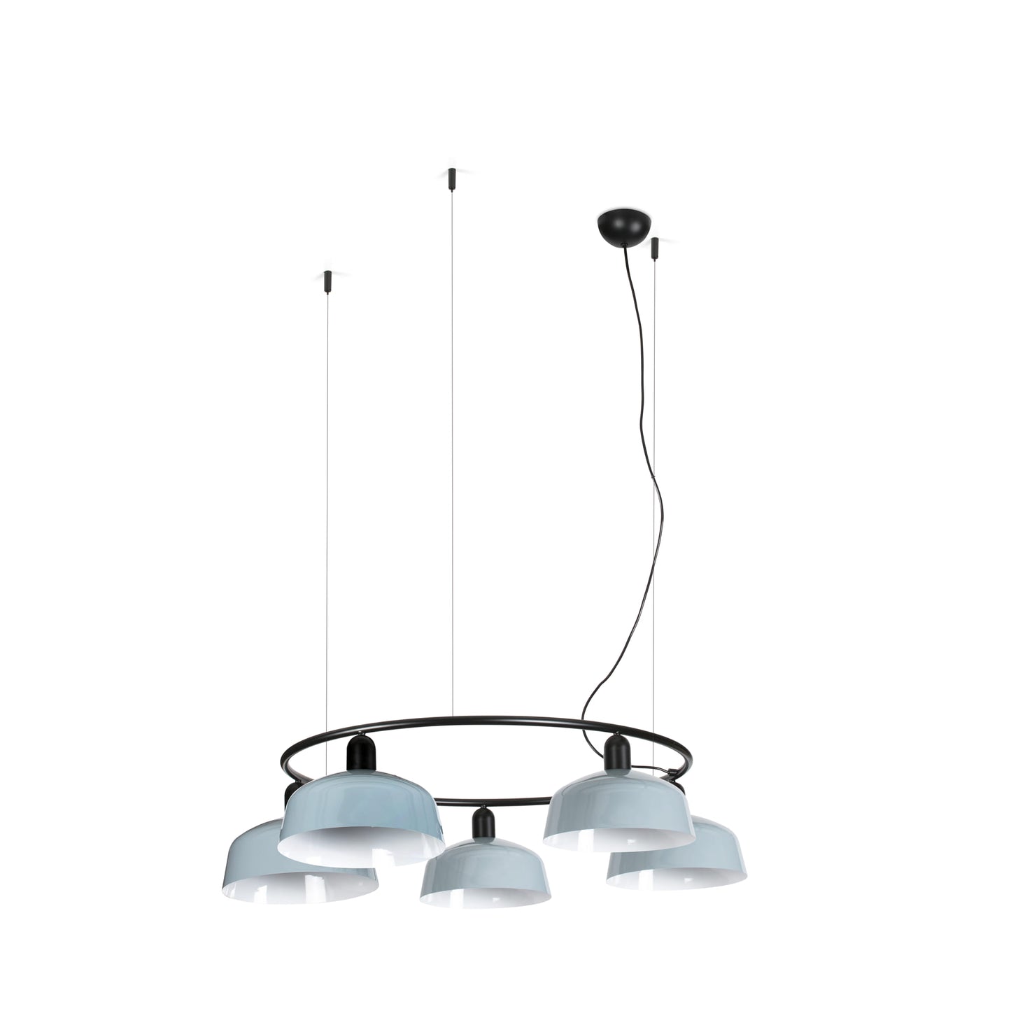 Lámpara colgante TATAWIN M de metal circular blanca 5 luces FARO, diseño clásico suspensión techo interior acero LED E27 Colección 2047