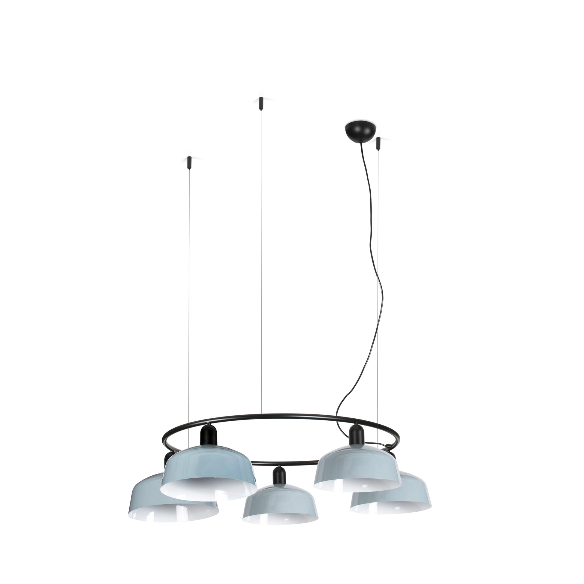 Lámpara colgante TATAWIN M de metal circular blanca 5 luces FARO, diseño clásico suspensión techo interior acero LED E27 Colección 2047