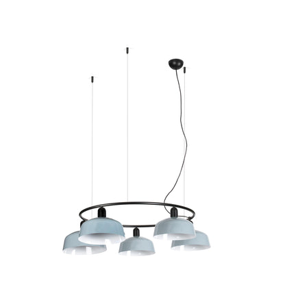Lámpara colgante TATAWIN M de metal circular blanca 5 luces FARO, diseño clásico suspensión techo interior acero LED E27 Colección 2047