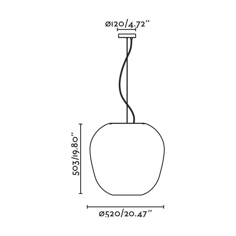 Medidas detalladas de la Luminaria Colgante TIERRA 520 Beige de FARO (modelo 20402), diseño moderno sostenible impreso en 3D para iluminación interior ecológica.