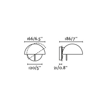 Diagrama de medidas del aplique de pared Matilda negro de Faro (modelo 20501), luminaria LED de acero con diseño geométrico para pared interior