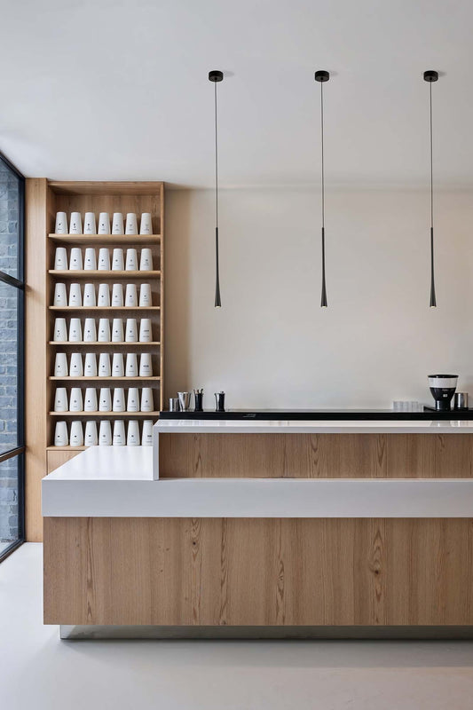 Lámpara colgante DIANA 400 negra de FARO en ambiente interior minimalista, suspensión de aluminio con SMD LED para iluminación de acento cálida 2200K - modelo 22005