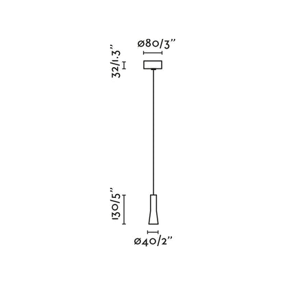 Diagrama de medidas y dimensiones de la lámpara colgante NINA blanca de FARO modelo 22024, en aluminio y PMMA para iluminación LED moderna en interiores del hogar